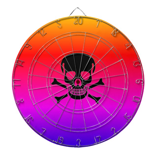 Schwarzer Skull-Neondartboard Dartscheibe (vorne)
