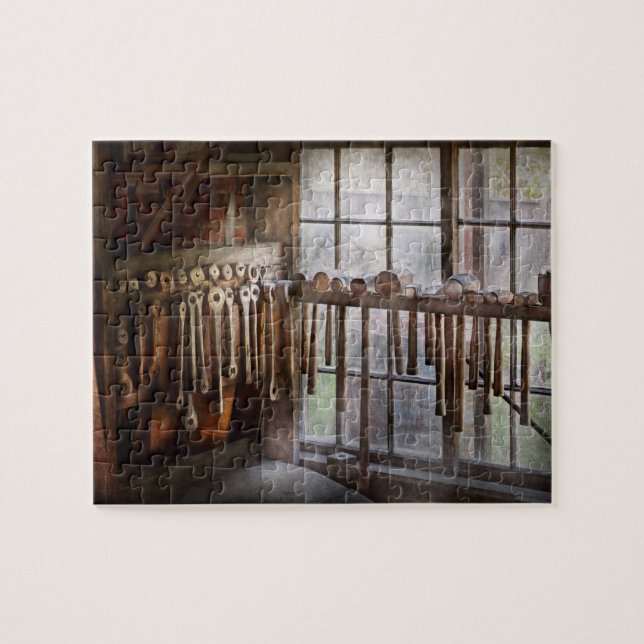 Schwarzer Smith - Gezeichnet Teller und Hämmer Puzzle (Horizontal)