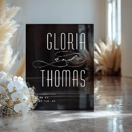 Schwarzer Smokey Moderne Minimalistische Hochzeit  Acrylschild