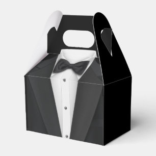 Schwarzer Smoking und Hochzeitskleid Geschenkschachtel