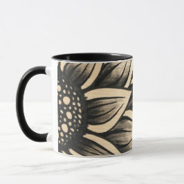 Schwarzer Sonnenblumenkaffee Tasse