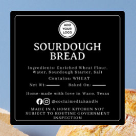 Schwarzer Sourdough-Zutaten-Cottage-Law-Aufkleber Quadratischer Aufkleber