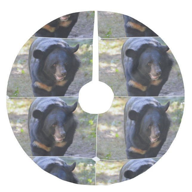 Schwarzer Spectacled Bär Polyester Weihnachtsbaumdecke (Vorderseite)