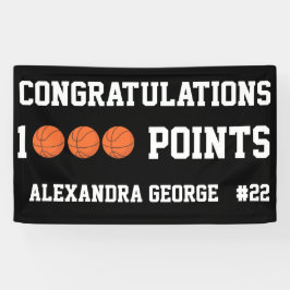 Schwarzer Spieler, der 1000 Basketball-Karrierepun Banner