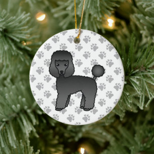 Schwarzer Spielzeugpudel Süßer Cartoon-Hund Keramik Ornament