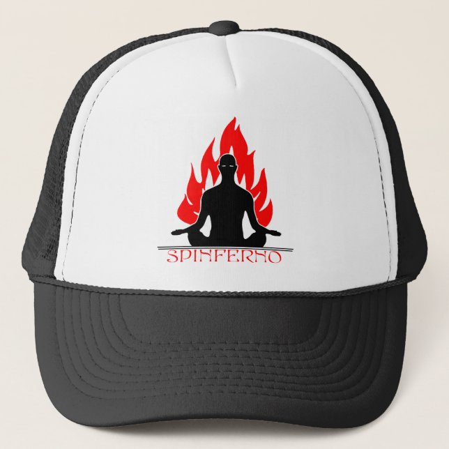 Schwarzer Spinferno Buddha Hut Truckerkappe (Vorderseite)