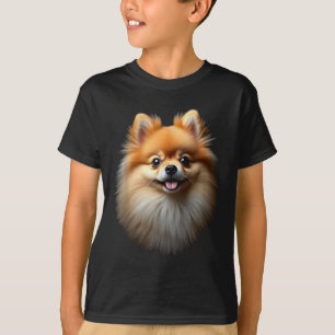 Schwarzer Spitz Dog Pom Gesicht T-Shirt