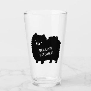 Schwarzer Spitz Niedlicher Hund mit benutzerdefi Glas