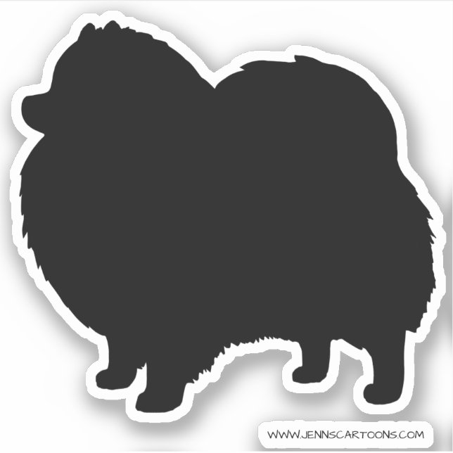 Schwarzer Spitz Silhouette Niedliche Hundezucht Aufkleber (Vorderseite)