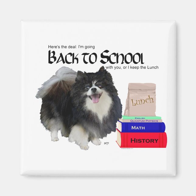 Schwarzer Spitz zurück zur Schule Magnet (Vorne)