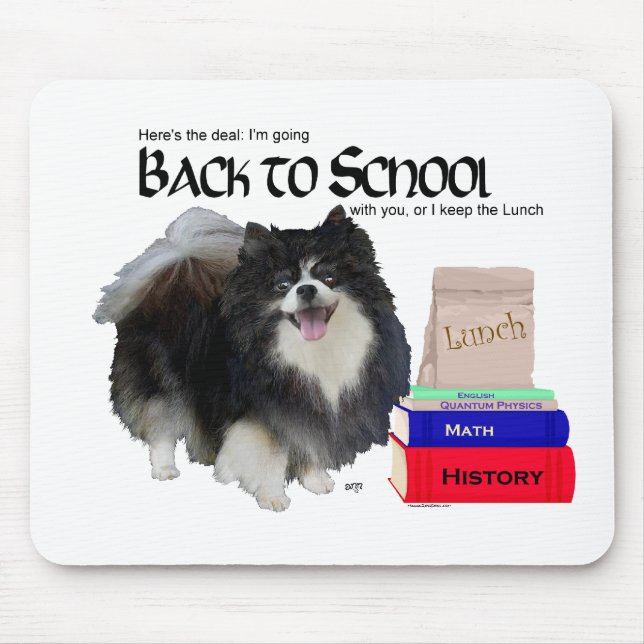Schwarzer Spitz zurück zur Schule Mousepad (Vorne)