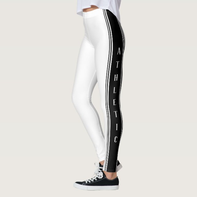 Schwarzer Sportstreifen Streifen Weiße Leggings -  (Links)