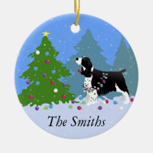 Schwarzer Springer Spaniel Dekorieren Weihnachtsba Keramik Ornament