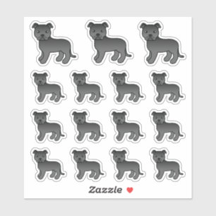 Schwarzer Staffordshire Bull Terrier Süße Cartoon- Aufkleber