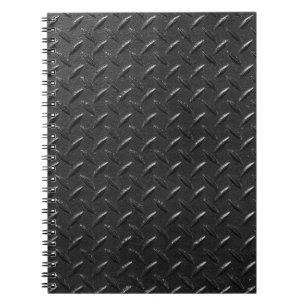 Schwarzer Stahl, metallische Struktur. Notizblock