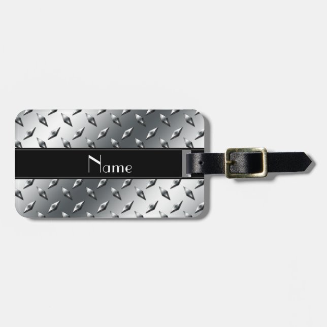 Schwarzer Stahlstreifen der Namediamant-Platte Gepäckanhänger (Vorderseite horizontal)