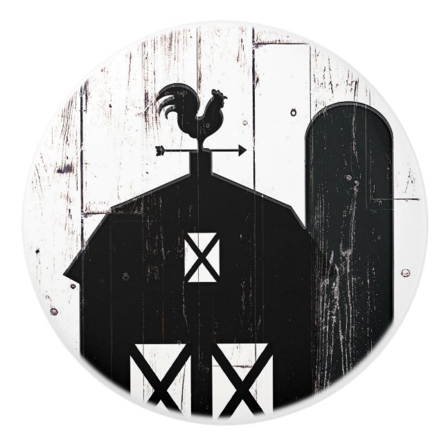 Schwarzer Stall Weißholz Rustikaler Bauernhof Land Keramikknauf (Vorderseite)