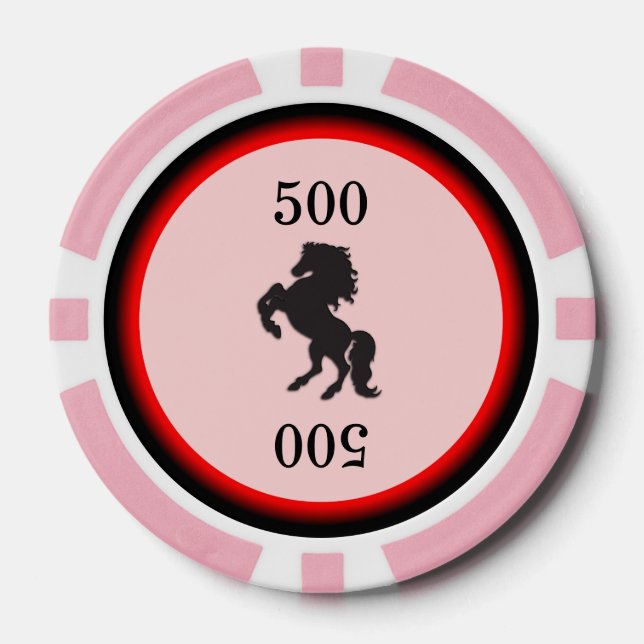 Schwarzer Stallion auf rosa Pokerchips (Vorderseite)