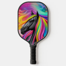 Schwarzer Stallion farbiger Mane Pickleball Schläger