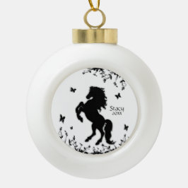Schwarzer Stallion Keramik Kugel-Ornament