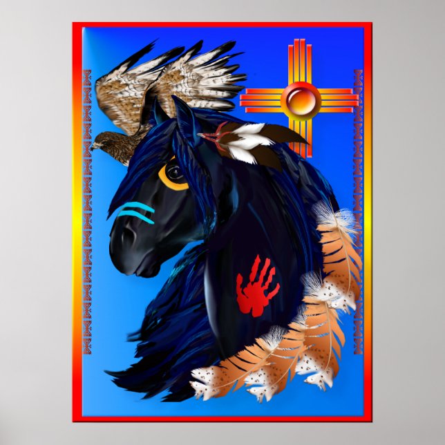 Schwarzer Stallion Morgenplakat Poster (Vorne)