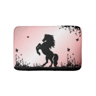 Schwarzer Stallion rosa züchten Badematte