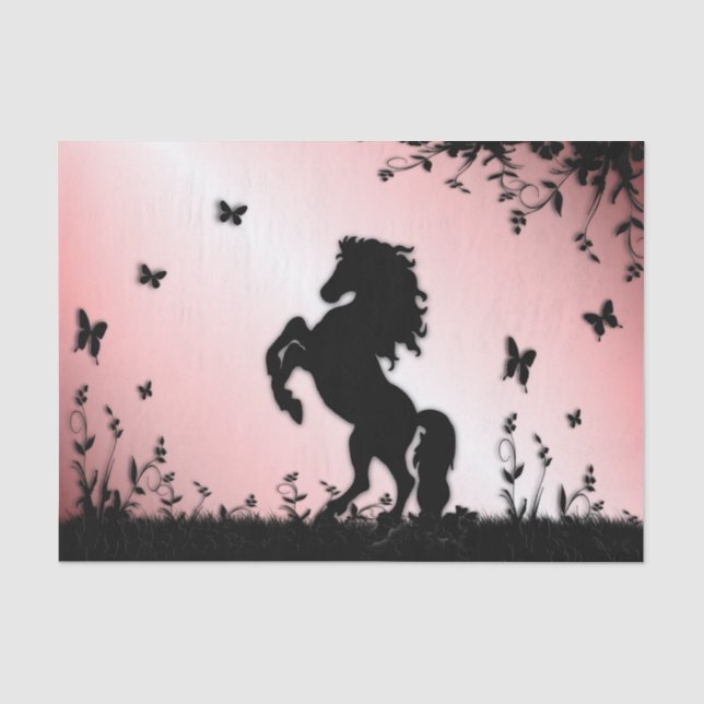 Schwarzer Stallion rosa züchten Seidenpapier (Vorderseite)