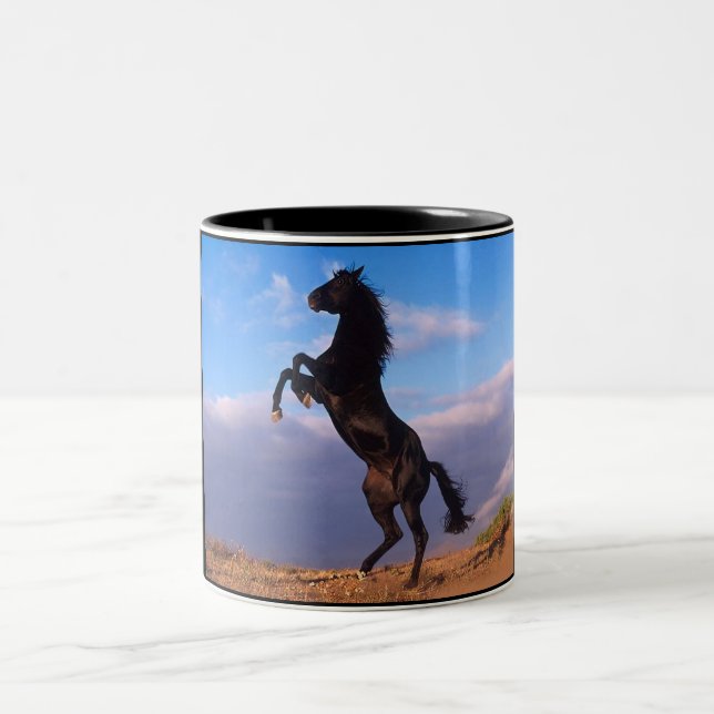 Schwarzer Stallion Zweifarbige Tasse (Mittel)