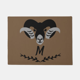 Schwarzer Stamm mit Twisted Horns Silhouette Monog Fußmatte