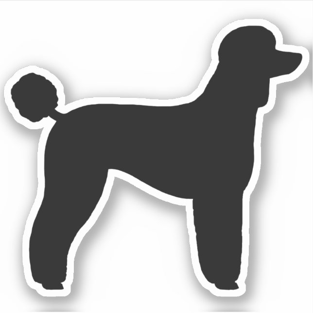 Schwarzer Standard Poodle Dog Silhouette Vinyl Sti Aufkleber (Vorderseite)