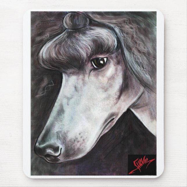 Schwarzer Standardpudel Mousepad (Vorne)