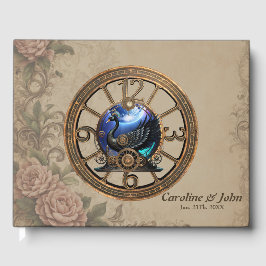 Schwarzer Steampunk mit Uhren und Gängen. Gästebuch