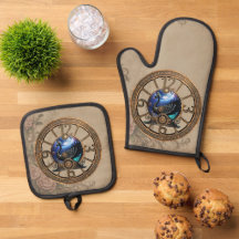 Schwarzer Steampunk mit Uhren und Gängen.