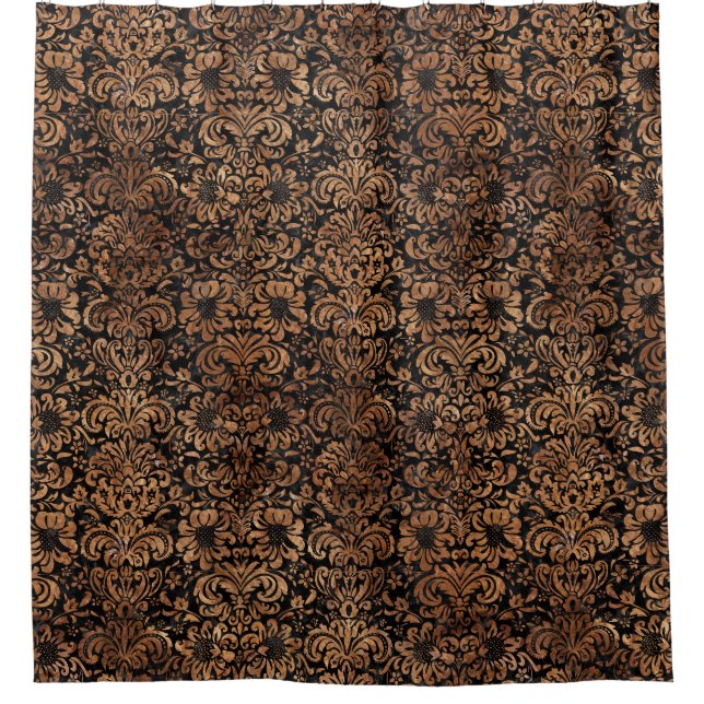 SCHWARZER STEIN DES MARMOR-DAMASK2 U. BROWNS DUSCHVORHANG (Vorderseite)
