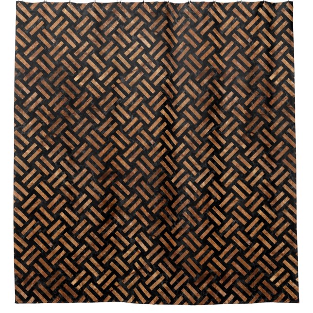 SCHWARZER STEIN DES MARMOR-WOVEN2 U. BROWNS DUSCHVORHANG (Vorderseite)