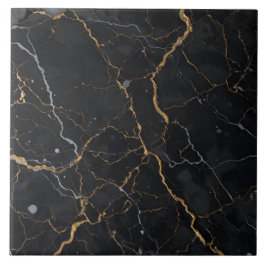 Schwarzer Stein mit goldenen und silbernen Venen Fliese