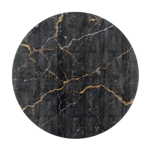 Schwarzer Stein mit goldenen und silbernen Venen Schneidebrett (Vorderseite)