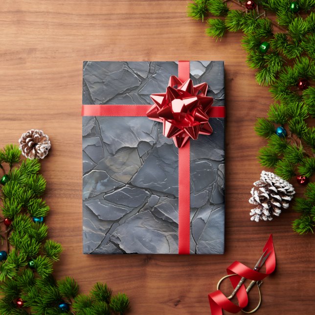 Schwarzer Stein Textur Wrapping Paper Roll Geschenkpapier (Feiertagsgeschenk)