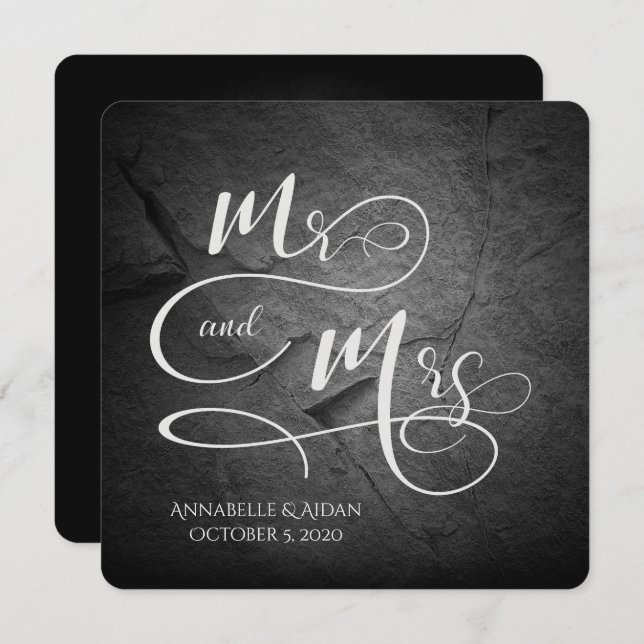 Schwarzer Steinfall Einladung (Vorne/Hinten)