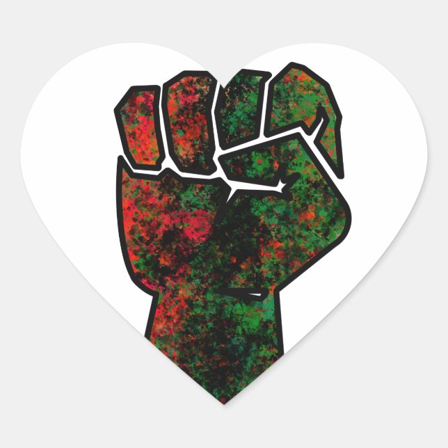 Schwarzer Stolz Rot-Grün-Pfanne afrikanische Flagg Herz-Aufkleber (Vorderseite)