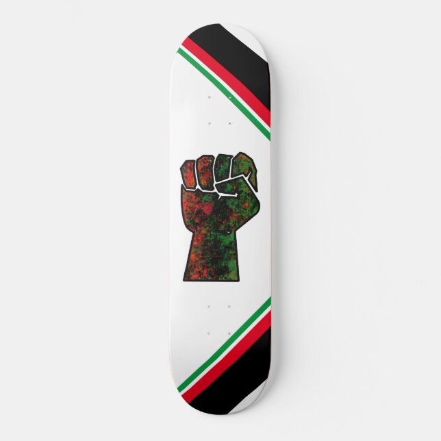 Schwarzer Stolz Rot-Grün-Pfanne afrikanische Flagg Skateboard (Vorderseite)