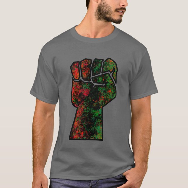 Schwarzer Stolz Rot-Grün-Pfanne afrikanische Flagg T-Shirt (Vorderseite)