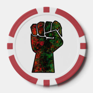 Schwarzer Stolz rote grüne Faust panafrikanische F Pokerchips