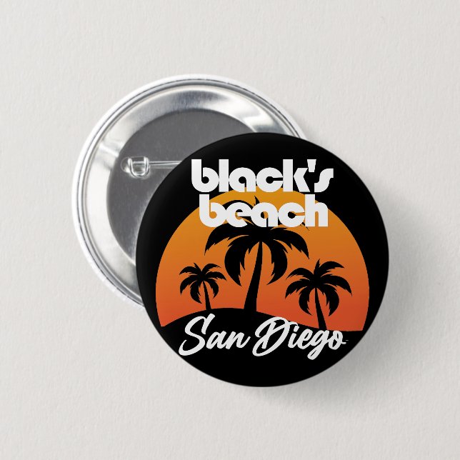 Schwarzer Strand, San Diego Button (Vorne & Hinten)