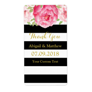 Schwarzer Streifen Pink Aquarellfarben Blumenschil