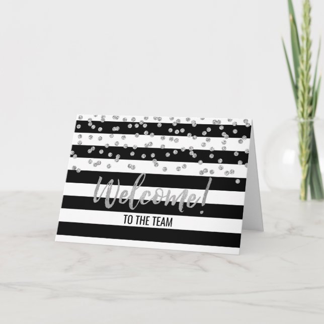 Schwarzer Streifen Silver Mitarbeiter Willkommen i Karte (Vorderseite)