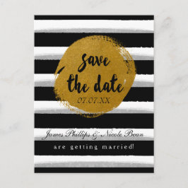 Schwarzer Streifen und Goldfolie Save the Date Pos Ankündigungspostkarte