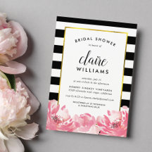 Schwarzer Streifen und rosa Peony Bridal Dusche Ei