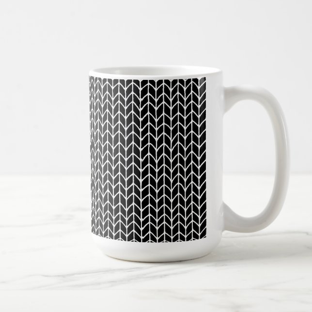 SCHWARZER STRICK Große weiße Tasse (Rechts)