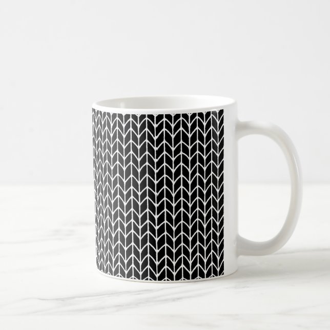 SCHWARZER STRICK Weiße Tasse (Rechts)